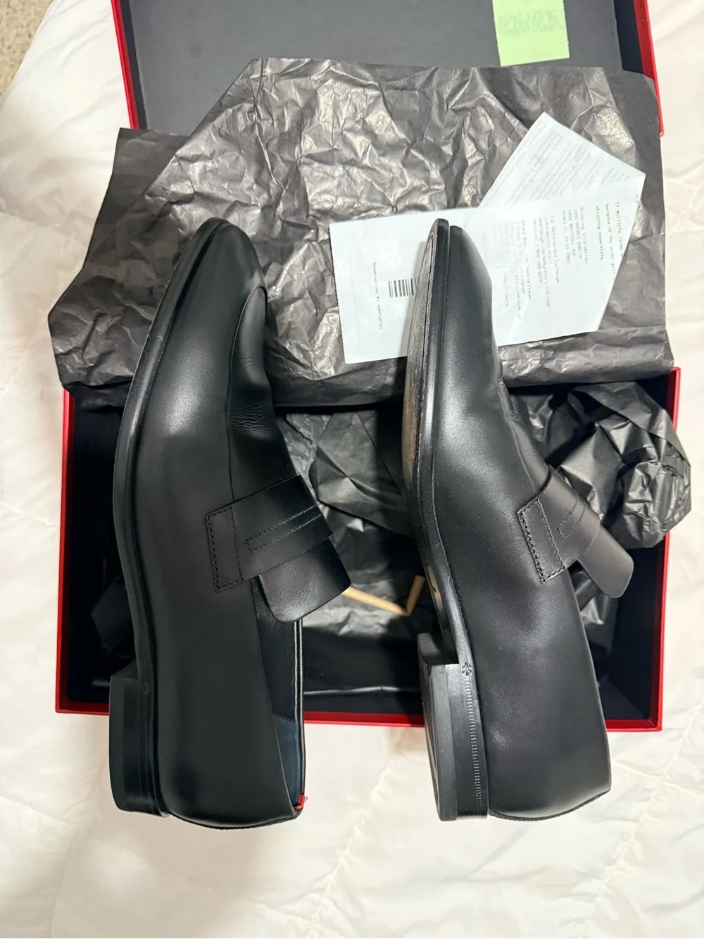USED Hugo Boss Black Leather Penny Loafers